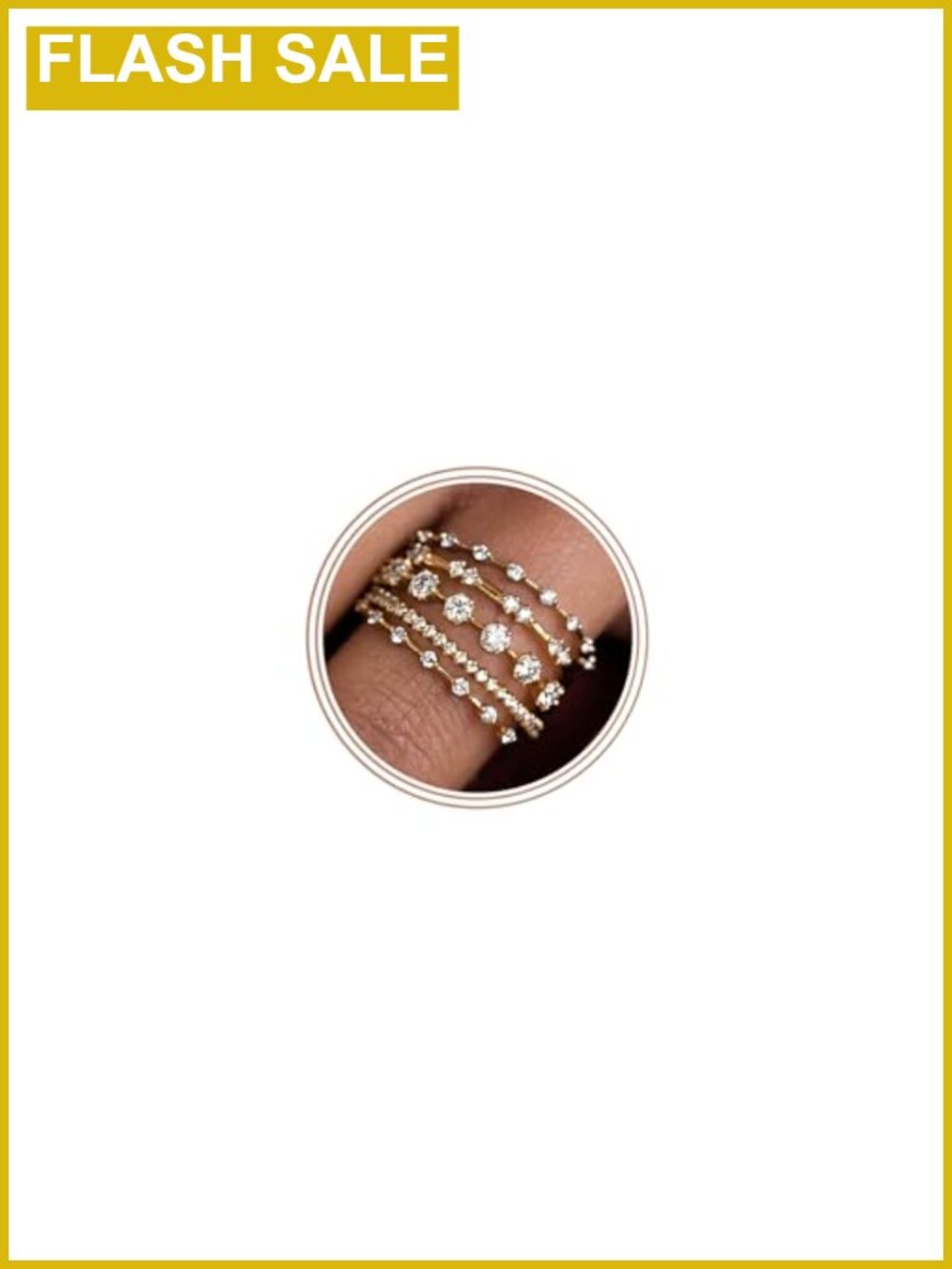 14K Gold Plated Stacking Rings for Women, Cubic Zirconia Ring Set, Non Tarnish,